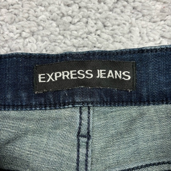 Express Jeans Womens 4 Legging High Rise Stretch Dark Distressed Party Night Out - Picture 2 of 4